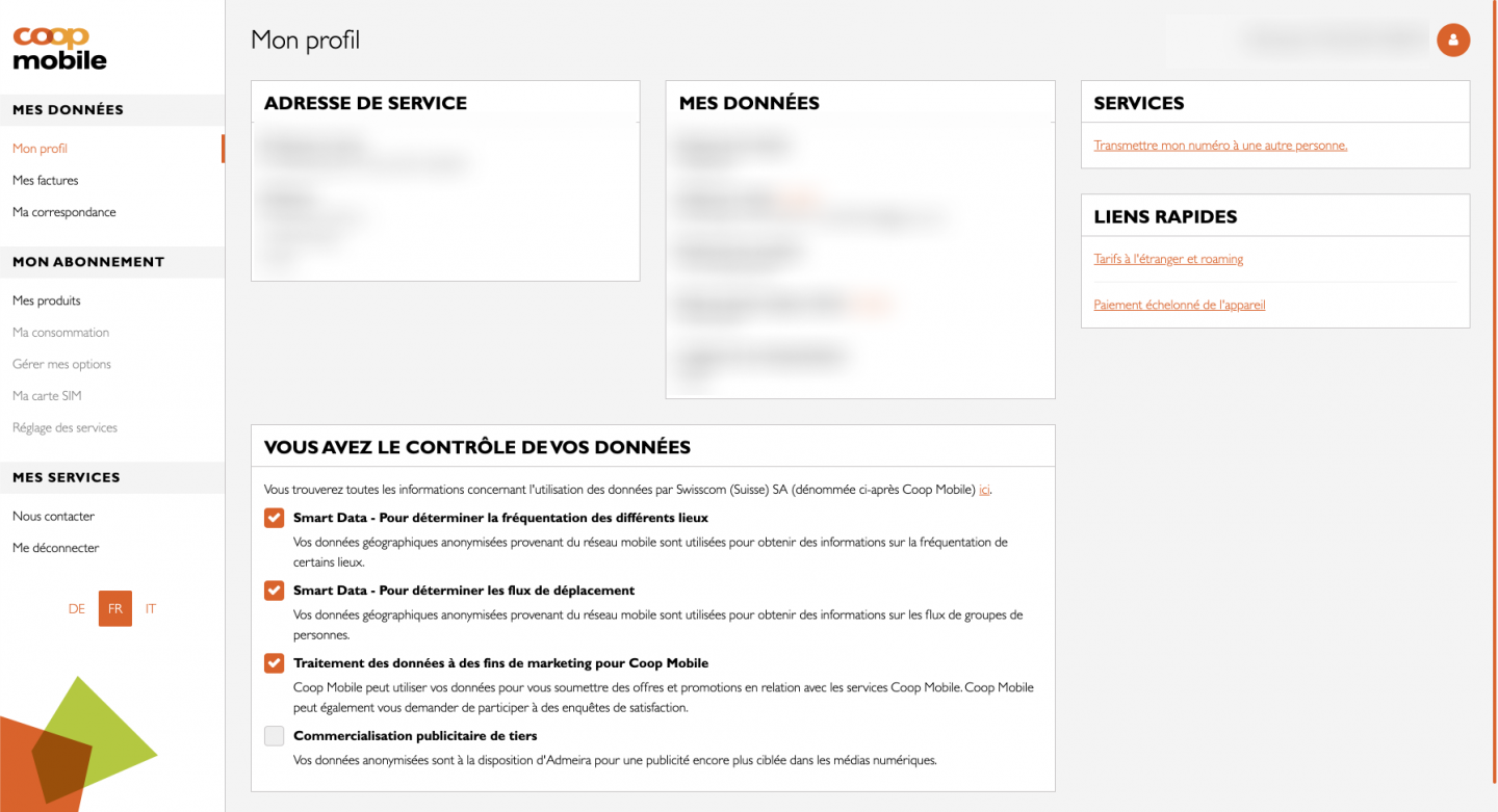 Changement de titulaire Coop Mobile